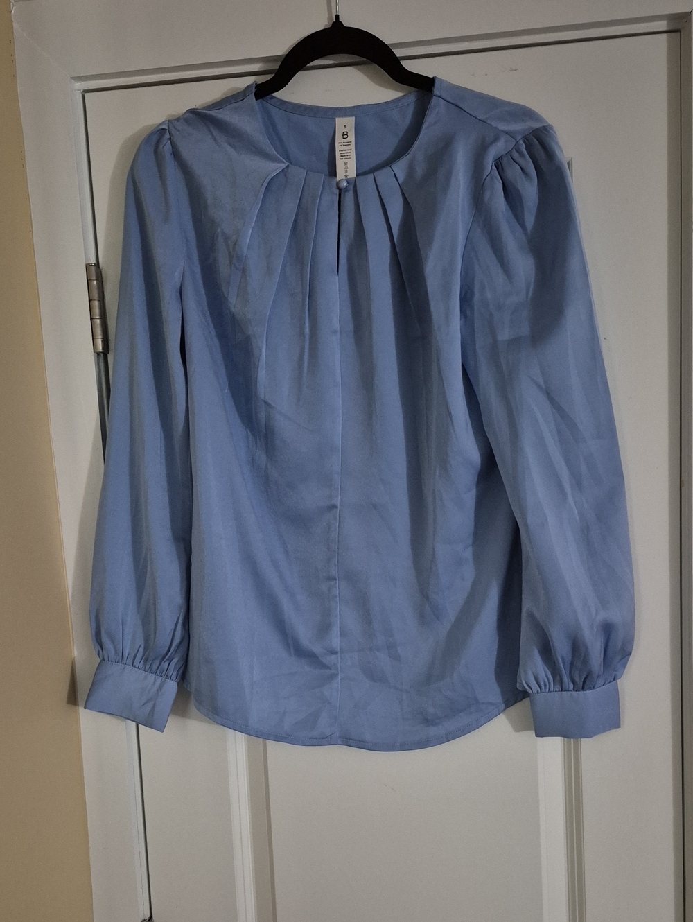 Womens Light Blue Pleated Blouse Size S